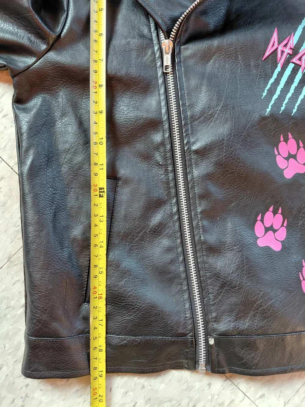 Def Lepperd Kids Sz 10/12Black Faux Leather Bike Jacket Rock Band Vintage Style